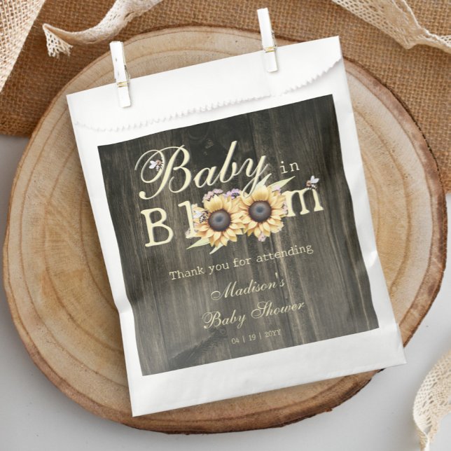 Baby in Bloom Watercolor Sonnenblumen Kinderdusche Geschenktütchen (Baby in Bloom Watercolor Sunflowers Baby Shower Favor Bag)
