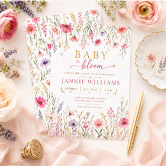 Baby in Bloom Watercolor-Wildblumen-Baby-Party Einladung