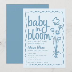 Baby in Bloom Whimsical Hand Drawn Boy Baby Dusche Einladung