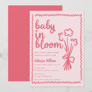 Baby in Bloom Whimsical HandDrawn Girl Baby Shower Einladung