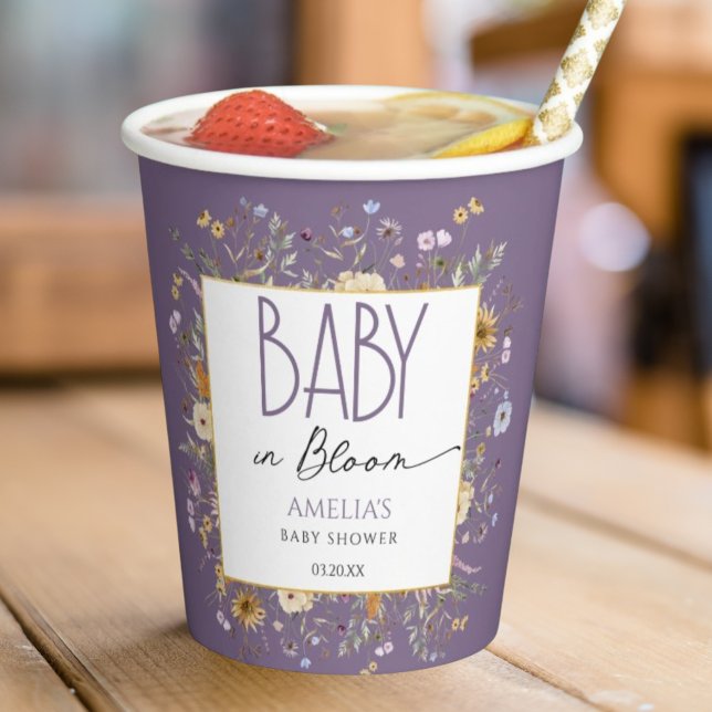 Baby in Bloom Whimsical Lila Baby Dusche Bloral Pappbecher (Von Creator hochgeladen)