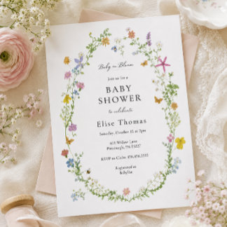Baby in Bloom Whimsical Wildflower-Baby-Party Einladung