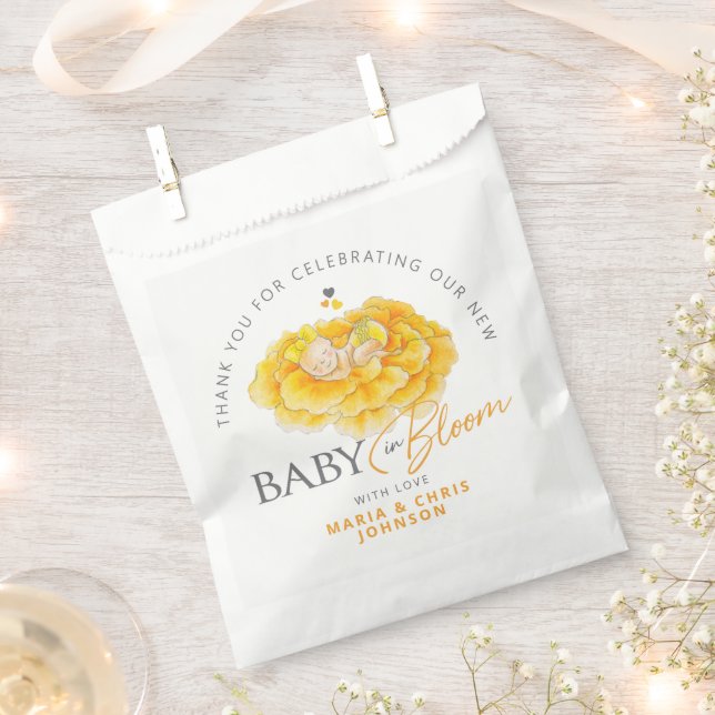 Baby in Bloom whimsy Aquarell gelbe Babydusche Geschenktütchen (Ausgeschnitten)