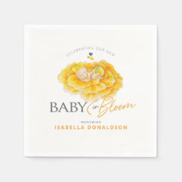 Baby in Bloom whimsy Aquarell gelbe Babydusche Serviette