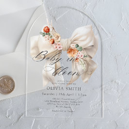 Baby in Bloom White Bow Floral Moderne Babydusche Acryleinladungen