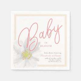 Baby in Bloom White Daisy Floral Baby Shower Serviette