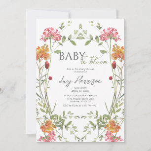 Baby in Bloom Wiesenblumen Aquarell Einladung