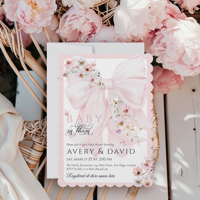 Baby in Bloom Wild Blume Bow Spring Baby Dusche Einladung (Von Creator hochgeladen)