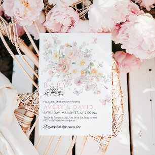 Baby in Bloom Wild Blume Butterfly Babydusche Einladung