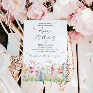 Baby in Bloom Wild Blume Butterfly Babydusche Einladung