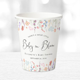 Baby in Bloom Wildblume Aquarell Kinderdusche Pappbecher