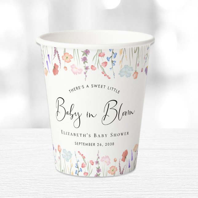 Baby in Bloom Wildblume Aquarell Kinderdusche Pappbecher (Von Creator hochgeladen)