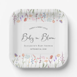 Baby in Bloom Wildblume Aquarell Kinderdusche Pappteller