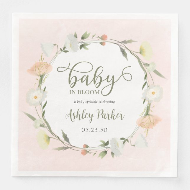 Baby in Bloom Wildblume Baby Sprinkle Serviette (Vorderseite)