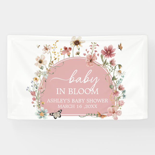 Baby in Bloom Wildblume Babydusche Banner (Horizontal)