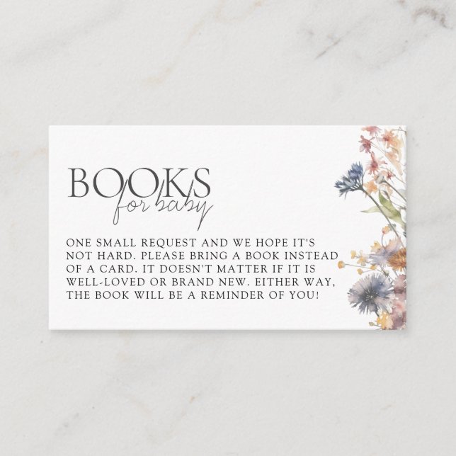 Baby in Bloom Wildblume Babydusche Buchanfrage Begleitkarte (Vorderseite)