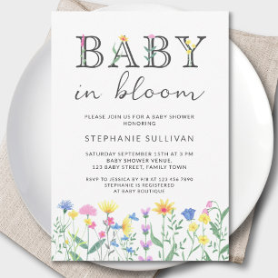 Baby in Bloom Wildblume Babydusche Einladung