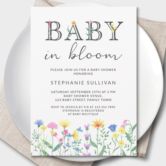 Baby in Bloom Wildblume Babydusche Einladung (Von Creator hochgeladen)