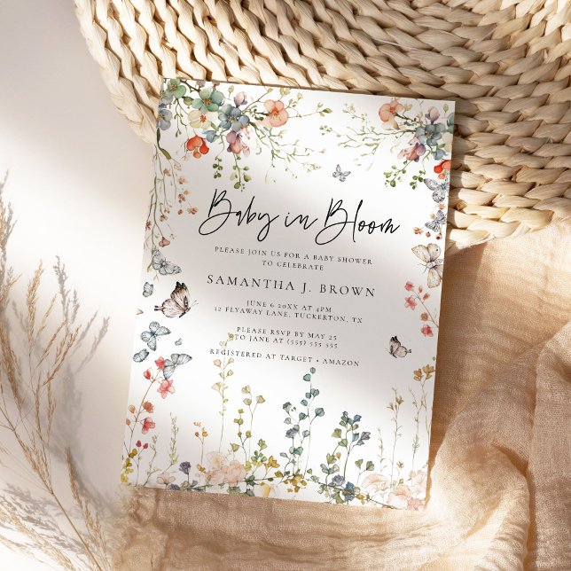 Baby in Bloom Wildblume Babydusche Einladung (Von Creator hochgeladen)