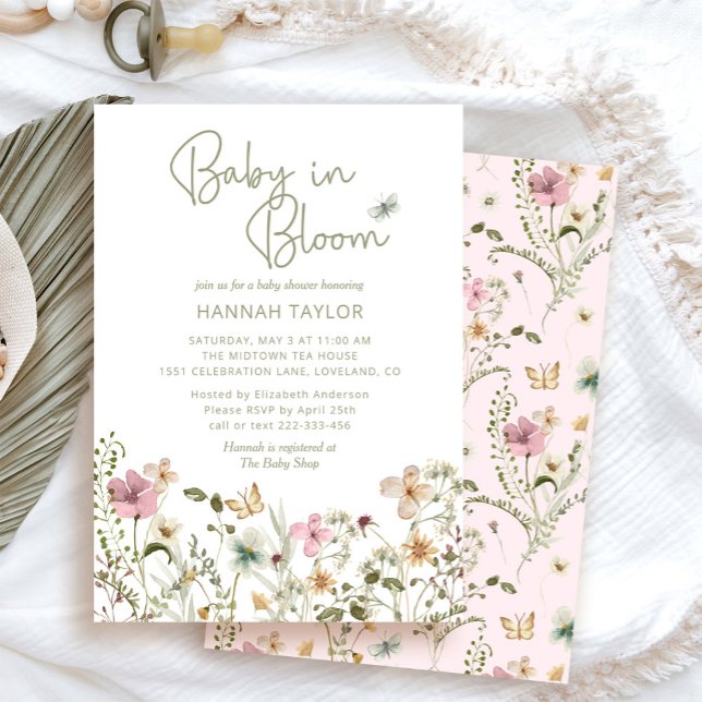 Baby in Bloom Wildblume Babydusche Einladung (Von Creator hochgeladen)