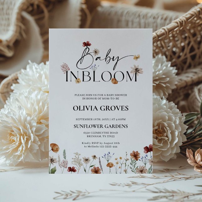 Baby in Bloom Wildblume Babydusche Einladung (Von Creator hochgeladen)