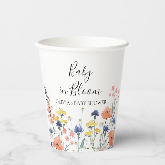 Baby in Bloom Wildblume Babydusche Pappbecher (Vorderseite)