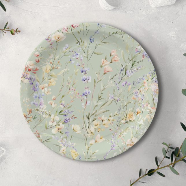 Baby in Bloom Wildblume Babydusche Pappteller (Von Creator hochgeladen)