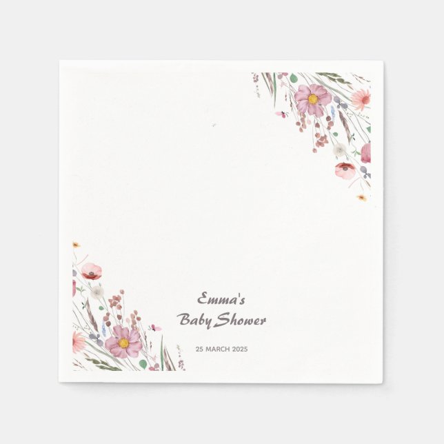 Baby in Bloom Wildblume Babydusche Serviette (Vorderseite)