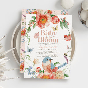Baby in Bloom Wildblume & Bird Girl Baby Shower Einladung