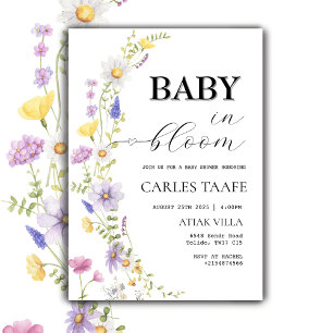 Baby in Bloom Wildblume Bloral Baby Dusche Einladung