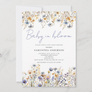Baby in Bloom Wildblume Bloral Baby Dusche Einladung