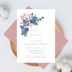 Baby in Bloom Wildblume Blumenrosa Babydusche Einladung