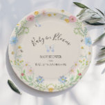Baby in Bloom Wildblume Blumenschmetterlingsdusche Pappteller<br><div class="desc">Für Ihre zukünftige Mutter, die ein "Baby in Bloom!" hat. Erdige Töne in sanften Pastelltönen, Aquarellmalung, zarte, helle und luftige Wildblumen in einem Kranz umgeben von Bienen und Schmetterlingen und dem Schriftzeichen-Schriftzeichen und dem Namen Ihrer Mutter. Die Kunst wurde von Audrey Jeanne Roberts, einer international anerkannten Künstlerin und Designerin, erstellt...</div>