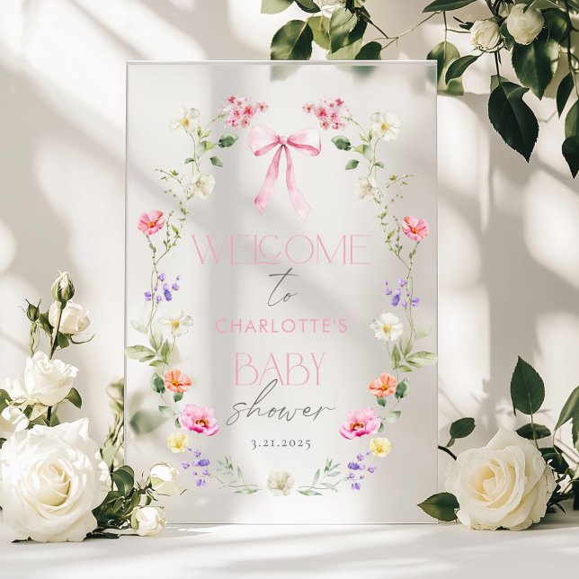 Baby in Bloom Wildblume Bow Kinderdusche Begrüßung Acrylschild (Von Creator hochgeladen)