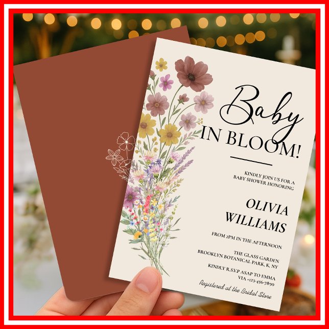 Baby in Bloom Wildblume Burnt Orange Babydusche Einladung (Von Creator hochgeladen)