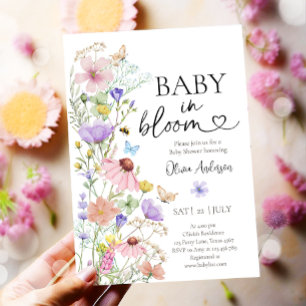 Baby in Bloom Wildblume Butterflies Babydusche Einladung