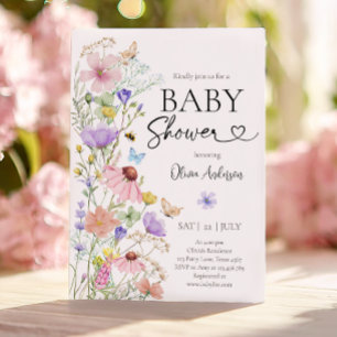 Baby in Bloom Wildblume Butterflies Babydusche Einladung