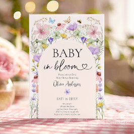 Baby in Bloom Wildblume Butterflies Babydusche Einladung