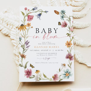 Baby in Bloom Wildblume Butterfly Babydusche Einladung