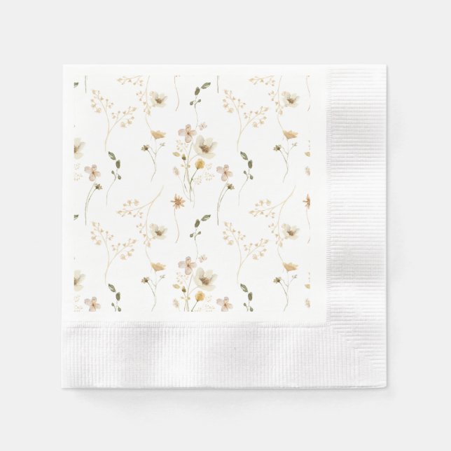 Baby in Bloom Wildblume Elegant boho Babydusche Serviette (Vorderseite)