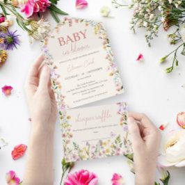 Baby in Bloom Wildblume farbenfrohe Babydusche All In One Einladung