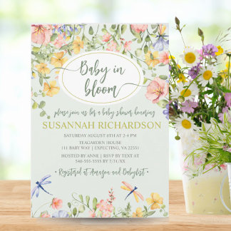 Baby in Bloom Wildblume Garden Kinderdusche Einladung