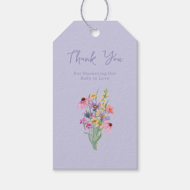 Baby in Bloom Wildblume Garden Kinderdusche Geschenkanhänger (Vorderseite)