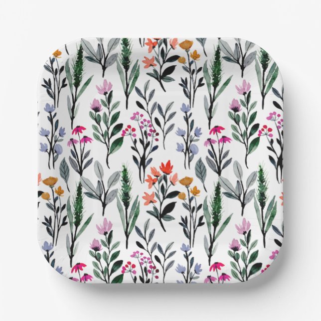 Baby in Bloom Wildblume Garden Kinderdusche Pappteller (Vorderseite)