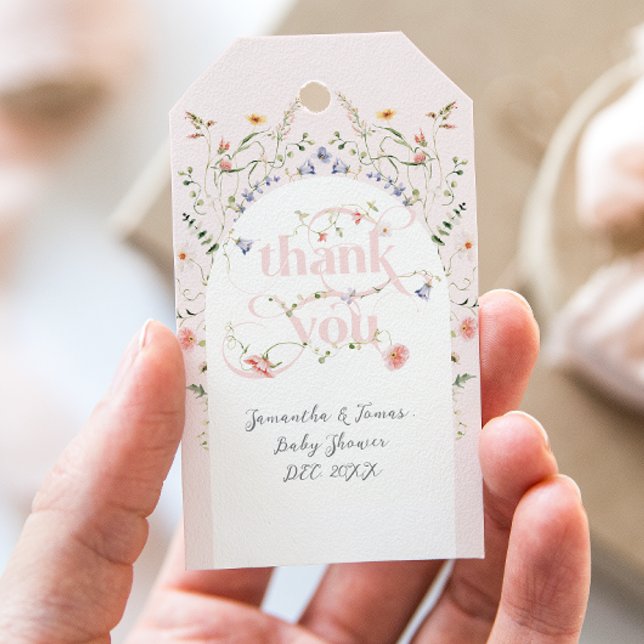 Baby in Bloom Wildblume Girl Pink Babydusche Geschenkanhänger (Von Creator hochgeladen)