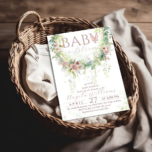 Baby in Bloom Wildblume Greenery Baby Girl Shower Einladung