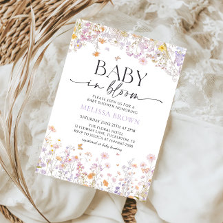 Baby in Bloom Wildblume Kinderdusche Einladung