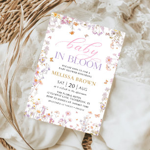 Baby in Bloom Wildblume Kinderdusche Einladung