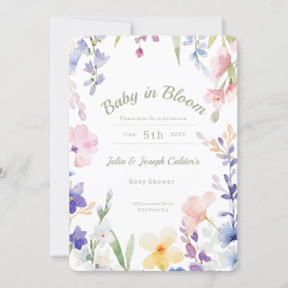 Baby in Bloom Wildblume Kinderdusche Einladung