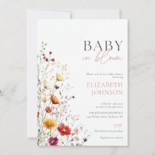 Baby in Bloom Wildblume Kinderdusche Foto QR Code Einladung